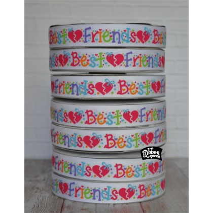 5 yards 7/8" Best Friends Print Grosgrain Ribbon