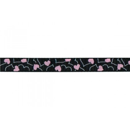 5 yards 3/8" Stencil Heart Print Grosgrain Ribbon