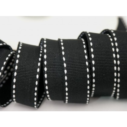 5 yards 5/8" Black Saddle Stitch Grosgrain Ribbon
