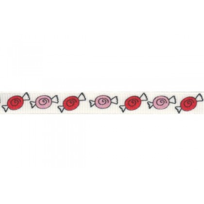 5 yards 3/8" Valentine's Candy Print Grosgrain Ribbon