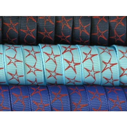 5 yards 3/8" Drawn Star Print Grosgrain Ribbon