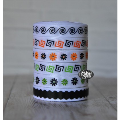 5 yards 3/8" Halloween Patterns Grosgrain Ribbon