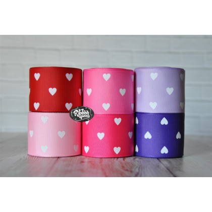 5 yards 1.5" Heart Print Grosgrain Ribbon