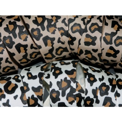 5 yards 7/8" Leopard Print Grosgrain Ribbon