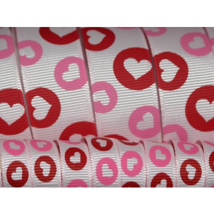 5 yards Lt. Pink Heart Dots Print Grosgrain