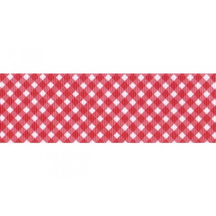 1.5" Red Gingham Print Grosgrain Ribbon