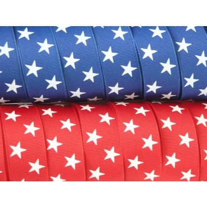 5 yards 7/8" Schiff Star Print Grosgrain Ribbon
