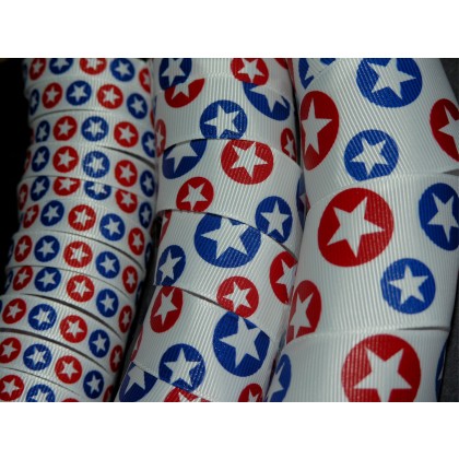 5 yards Star Dots Print Grosgrain Ribbon
