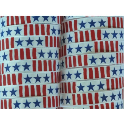 5 yards 3/8" Stars & Stripes Print Grosgrain Ribbon