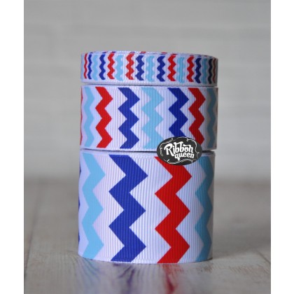 5 yards White 4th of July Chevron Stripe Grosgrain Ribbon