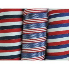 5 yards 3/4" (6/8") American Patriotic Stripes Grosgrain Ribbon