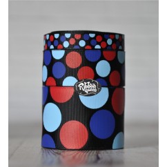 5 yards Black 4th of July Funky Dots Grosgrain Ribbon