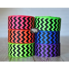 5 yards 7/8" Neons with Black Ink Chevron Stripe Grosgrain Ribbon