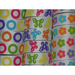5 yards 7/8" Bright Prints Grosgrain Ribbon