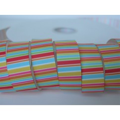 5 yards 7/8" Circus Stripe Print Grosgrain Ribbon