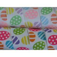 5 yards 1.5" Painted Easter Eggs Grosgrain Ribbon