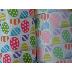 5 yards 7/8" Painted Easter Eggs Grosgrain Ribbon