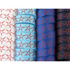 5 yards 7/8" Drawn Star Print Grosgrain Ribbon