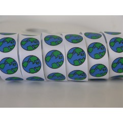 7/8" Earth Globe Print Grosgrain Ribbon