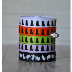 5 yards 3/8" Halloween Ghost Print Grosgrain Ribbon