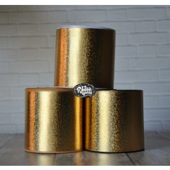 2 yards 3" Gold Hologram Foil Print Grosgrain Ribbon Holographic