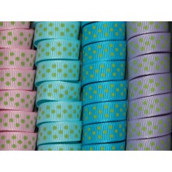 5 yards 3/8" Green Tiny Swiss Dot Grosgrain Ribbon
