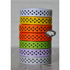 5 yards 3/8" Halloween Black Tiny Swiss Dot Grosgrain Ribbon