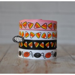 5 yards 3/8" Halloween Candy Print Grosgrain Ribbon