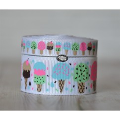 5 yards Ice Cream Cone Print Grosgrain Ribbon