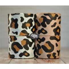 5 yards 1.5" Leopard and Cheetah Print Grosgrain Ribbon