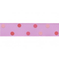 5 yards 7/8" Triple Pink Polka Dots Grosgrain Ribbon