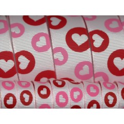 5 yards Lt. Pink Heart Dots Print Grosgrain