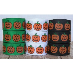 7/8" Halloween Pumpkins Print Grosgrain Ribbon