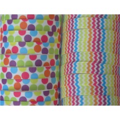 5 yards 3/8" Party Chevron & Dot Print Grosgrain Ribbon