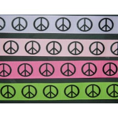 3 yards 7/8" Peace Sign Print Grosgrain Ribbon