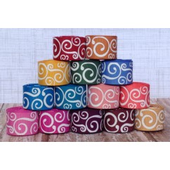 5 yards 7/8" Fall Colors White Scroll Print Grosgrain Ribbon 