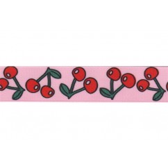 7/8" Red Cherry Print Grosgrain Ribbon