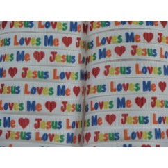 3/8" Jesus Loves Me Print Grosgrain Ribbon