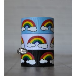 5 yards 7/8" Rainbow Print Grosgrain Ribbon