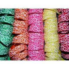 5 yards 7/8" White Scroll Print Grosgrain Ribbon 