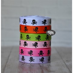 5 yards 3/8" Skull Print Grosgrain Ribbon