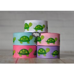5 yards 7/8" Big Turtle Print Grosgrain Ribbon