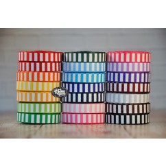 5 yards 3/8" White Ink Barrel Stripe Printed Grosgrain Ribbon