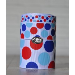 5 yards White 4th of July Funky Dots Grosgrain Ribbon