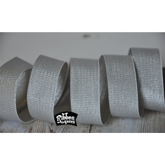 5 yards 7/8" Metallic Silver Lurex Honeycomb Woven Ribbon