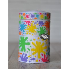 5 yards White Paint Splatter School Print Grosgrain Ribbon