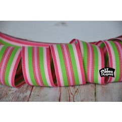 5 yards 1.5" Yummy Pink Stitch Stripe Grosgrain Ribbon