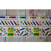 5 yards Primary Crayon School Print Grosgrain Ribbon